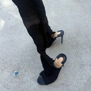 Christian Louboutin Black Open-Toe Stiletto Sock Boots